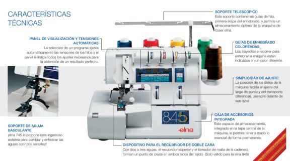 Remalladora recubridora Elna 845 overlock