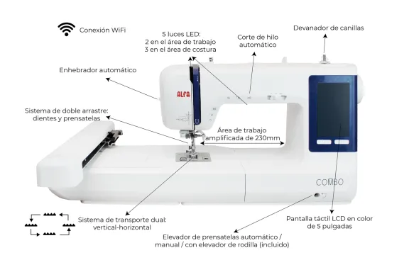maquina de coser y bordar alfa combo